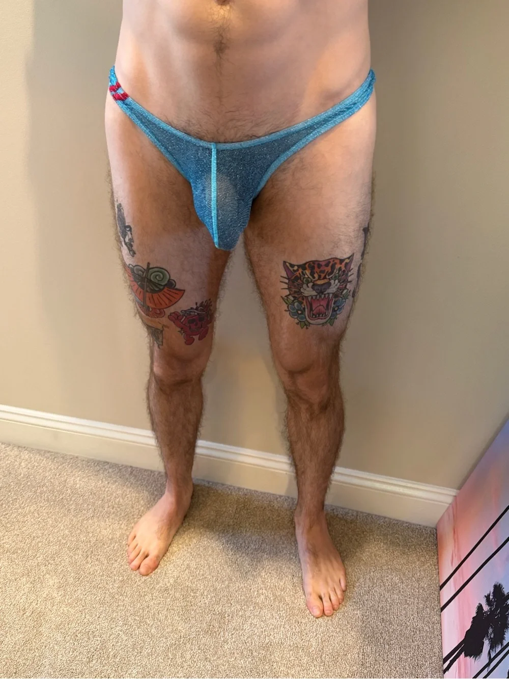 Men's Shimmery Blue Low-Rise Thong Large NWOT